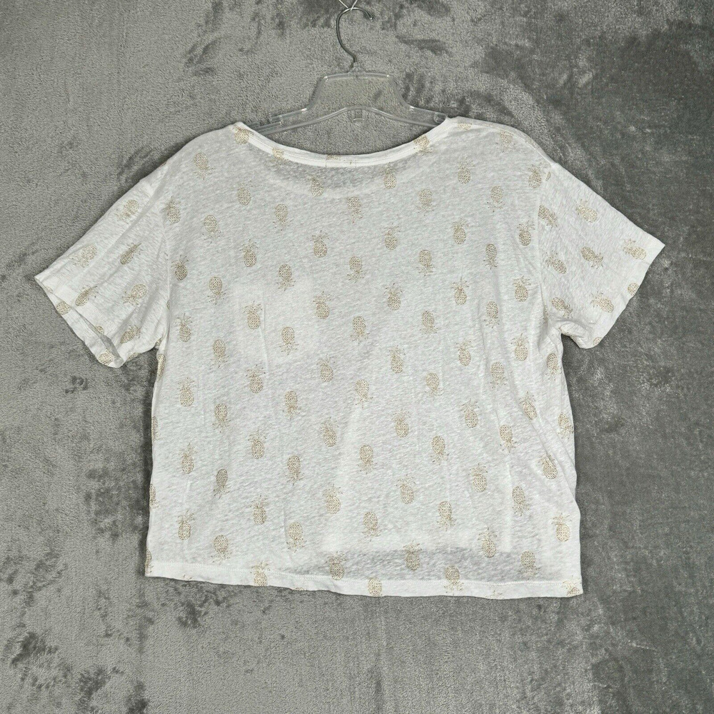 Rails Shirt Womens Large Billie Top White Gold Pineapples Cropped Neutral Casual - Picture 3 of 11